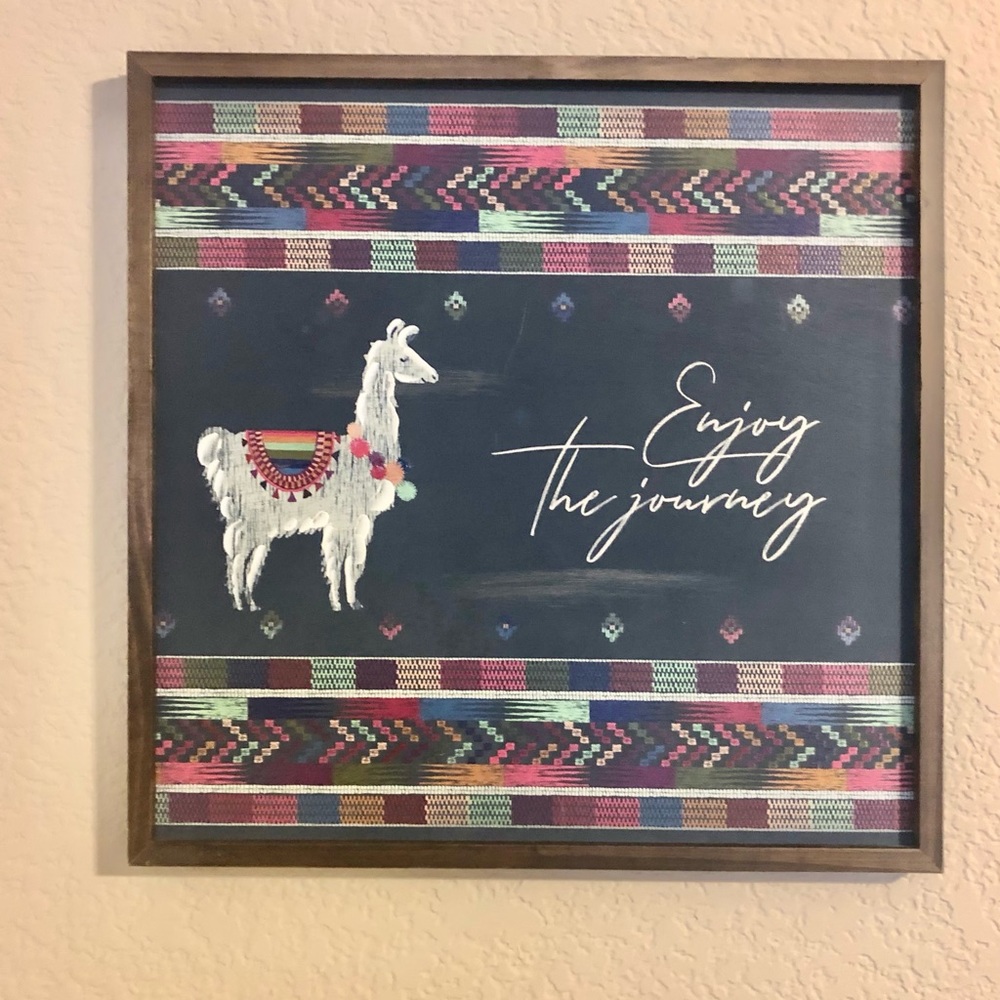 Llama/Alpaca ‘enjoy the journey’ wood wall art